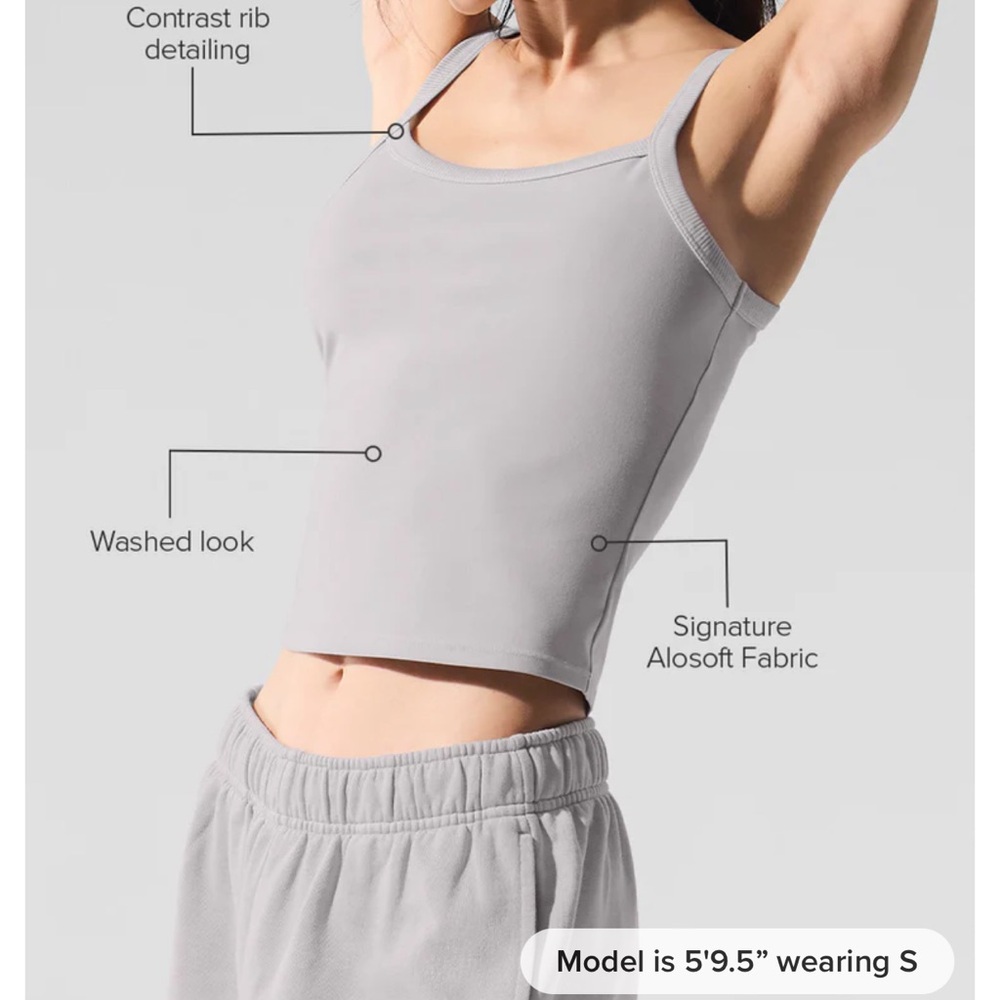 NWOT Alo Yoga Washed Alosoft Sweet Talker Tank
Grey Sky Wash S